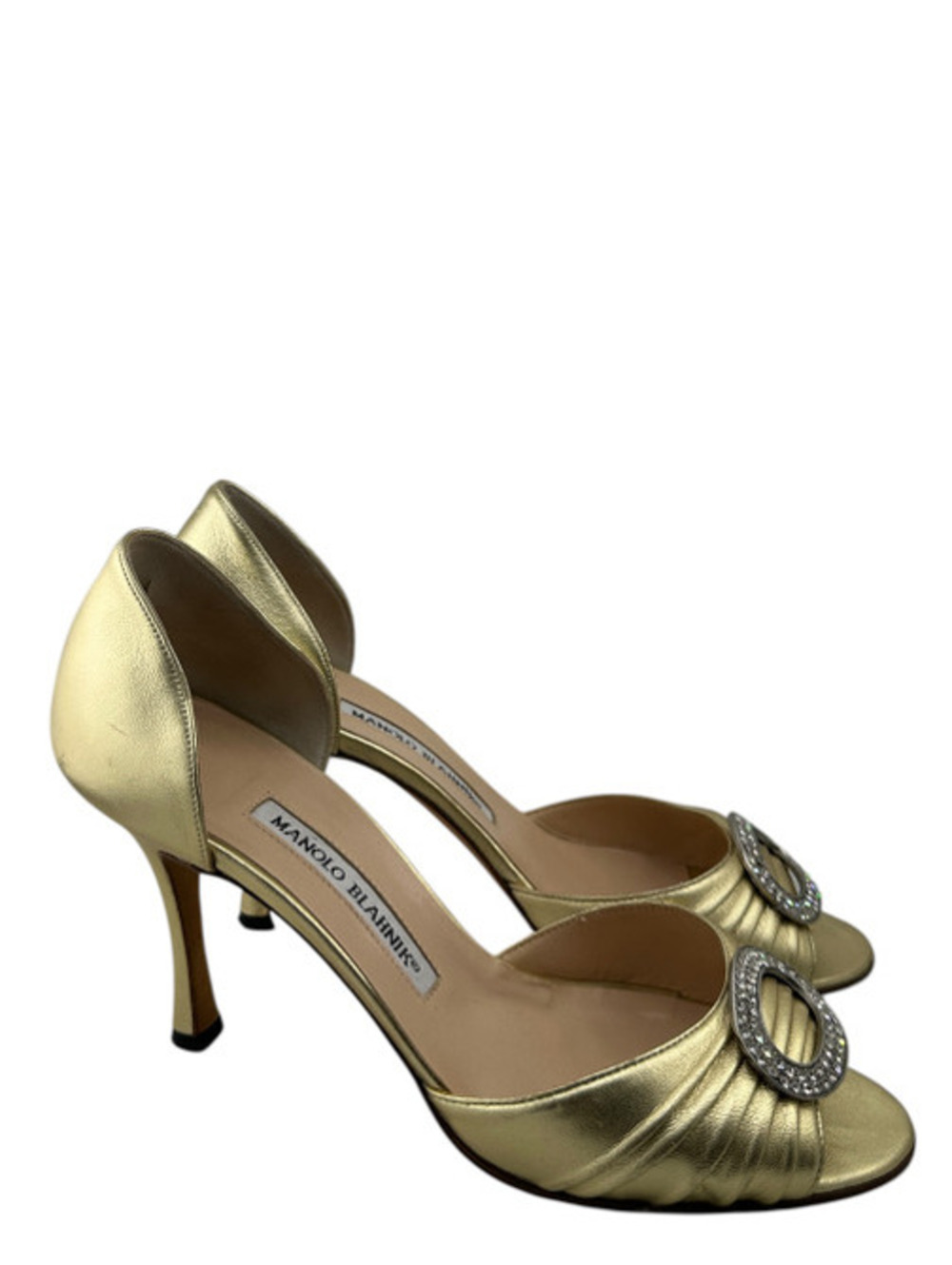 Manolo Blahnik Sedaraby d'Orsay Pumps in Gold Nappa Leather